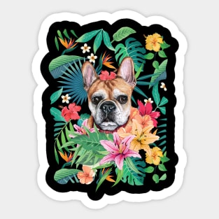 Tropical Red White Frenchie French Bulldog Sticker